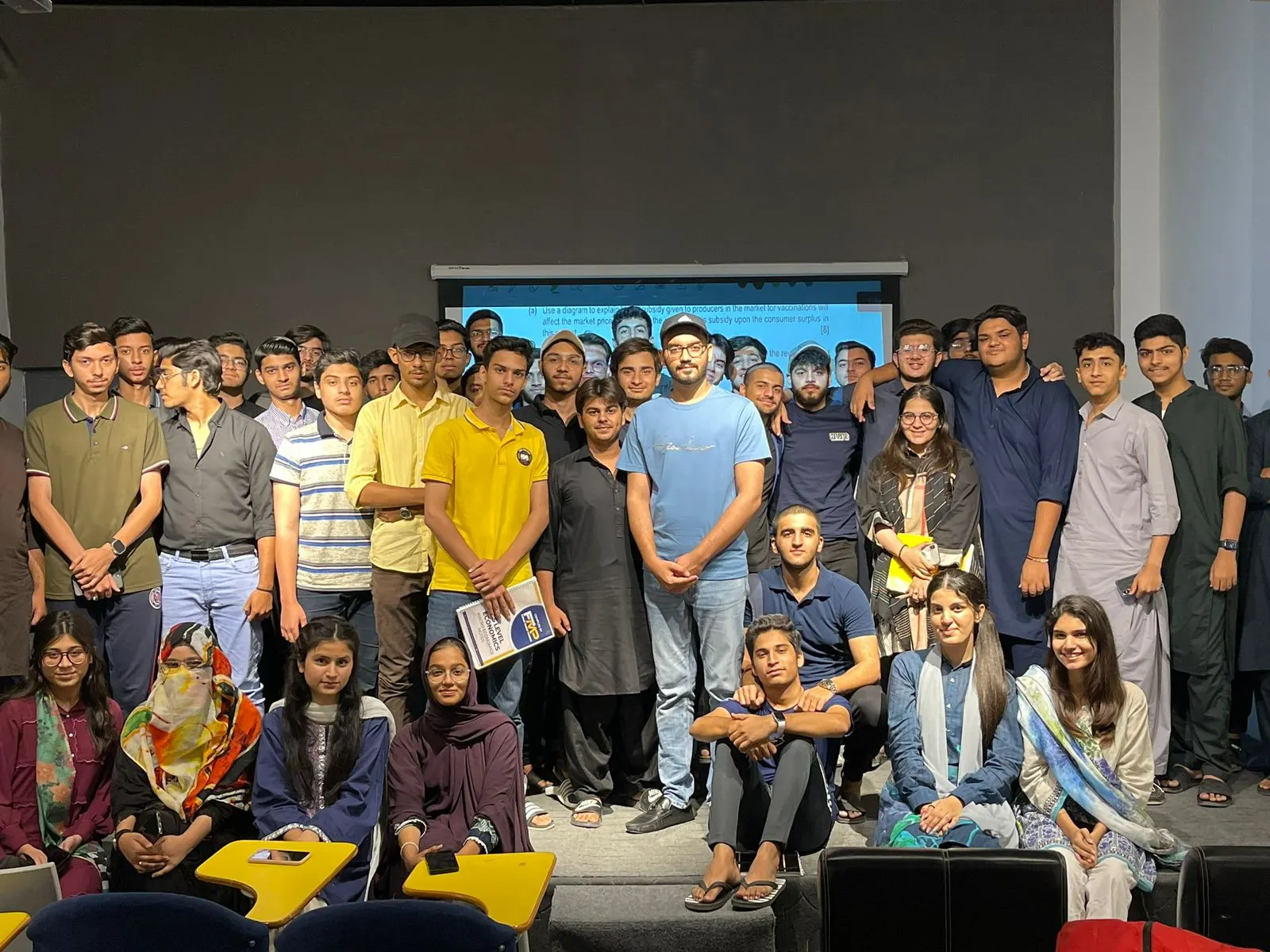 Economics students with Sir Fahad Munaf Parekh after a class